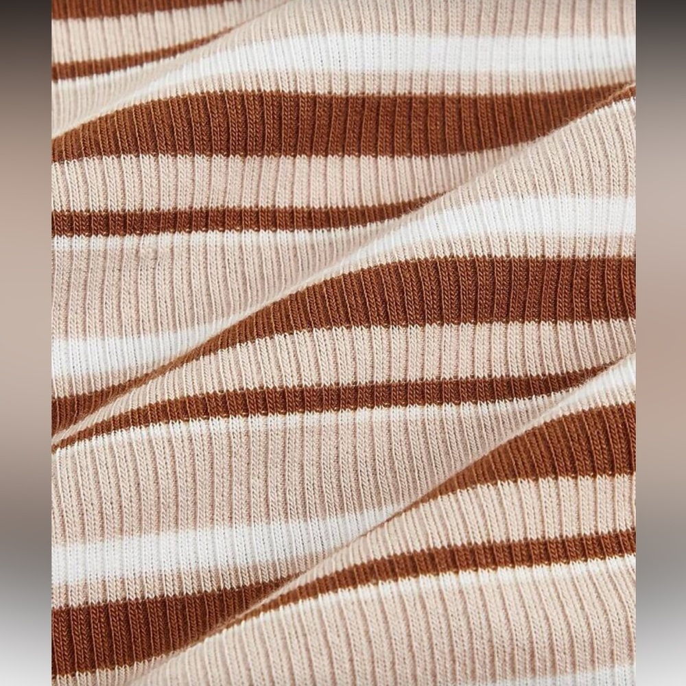 Striped Bodycon Midi Dress in Brown and Cream - Picture 3 of 3